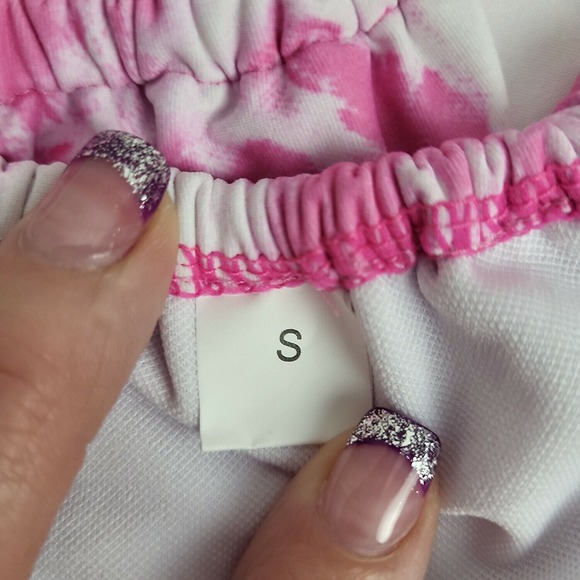 Womens Pink White Tie Dye Side Tie String Swim Bikini Bottom Size Small - Picture 4 of 5